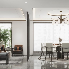 新中式客餐厅3D模型下载